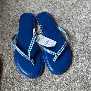 J. Crew Navy and White Gingham Sandals